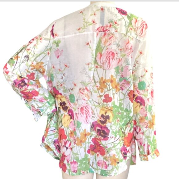 Pure Energy Button-Down Blouse Cotton Floral Print Plus Sz 1 # 66M - Picture 6 of 9